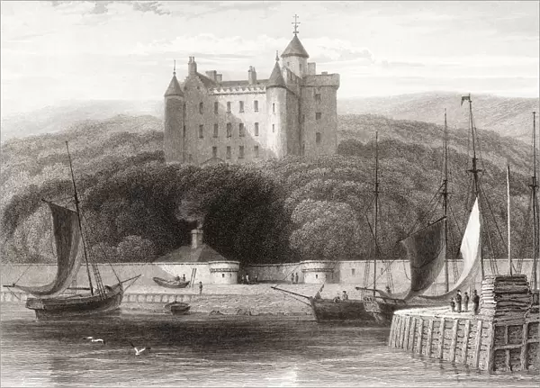 19th Century View Of Dunrobin Castle, Sutherland, Scotland. From Churtons Portrait And Lanscape Gallery, Published 1836