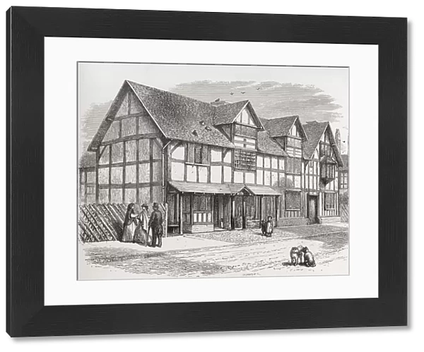 Shakespeares birthplace, as restored in the 19th century, Henley Street, Stratford-upon-Avon, Warwickshire, England. From English Pictures, published 1890