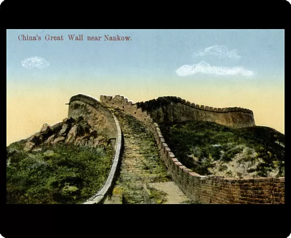 Archival colour postcard on Great Wall, Nankow, China, circa 1915