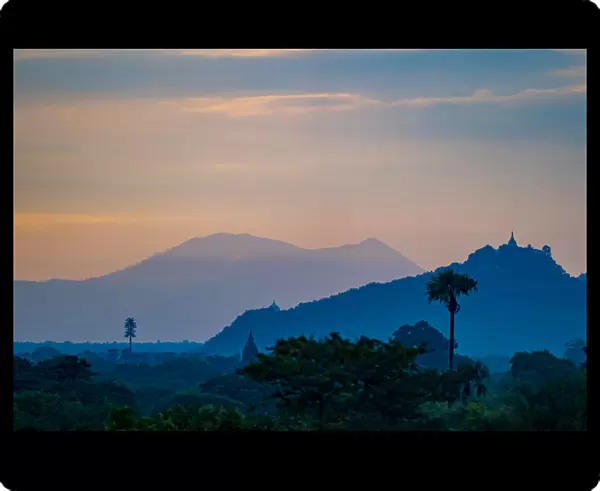 Landscape at dawn with Pagodas, Bagan, Myanmar (Burma)