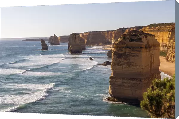 The Twelve Apostles, near Port Campbell in the Port Campbell National Park, Great Ocean Road, Victoria, Australia. The Apostles are limestone stacks formed by erosion. In fact, there are only seven stacks. A 50 meters high eighth stack collapsed in 2005