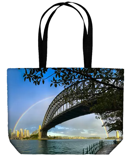 Rainbow over the Sydney Harbour Bridge, Sydney, New South Wales, Australia