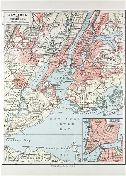 Map Of New York, United States Of America, 1899