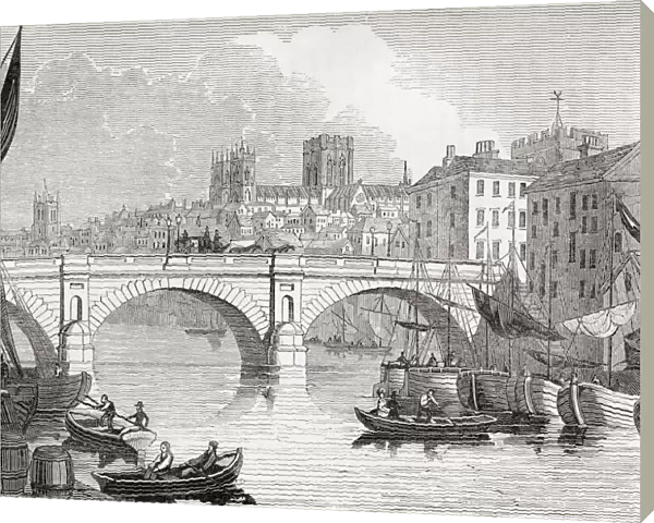 A view of York, North Yorkshire, England in the late 18th century. From Old England: A Pictorial Museum, published 1847