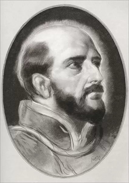 Saint Ignatius of Loyola, 1491 - 1556. Spanish Basque priest and theologian, who founded the religious order called the Society of Jesus. Illustration by Gordon Ross, American artist and illustrator (1873-1946), from Living Biographies of Religious Leaders