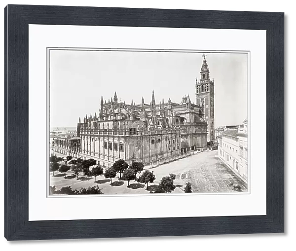 The Cathedral and Giralda tower in the late 19th century. Seville, Spain