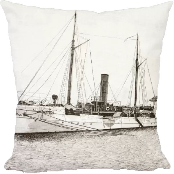 The torpedo boat New Spain, (Nueva Espana), a Temeraire-class ship of the line belonging to the Spanish Armada. From La Ilustracion Espanola y Americana, published 1892