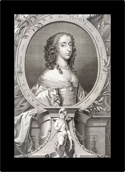 Mary, Princess Royal, Princess of Orange, Countess of Nassau, 1631 - 1660. Daughter of King Charles I of England and his wife Henrietta Maria of France. Mother of King William III of England. From the 1813 edition of The Heads of Illustrious Persons of Great Britain, Engraved by Mr. Houbraken and Mr. Vertue With Their Lives and Characters