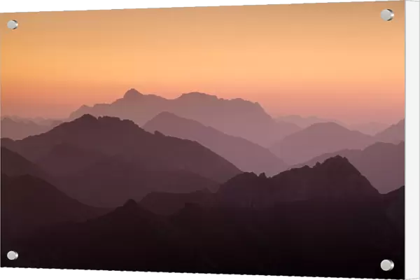 Mountain peaks at sunrise, Hinterstein, Bavaria, Germany