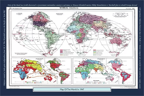 Historical World Events map 1947 UK version
