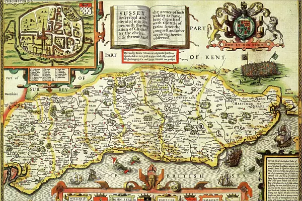Sussex Historical John Speed 1610 Map