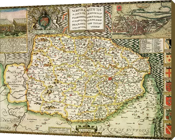 Norfolk Historical John Speed 1610 Map