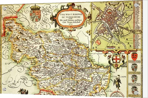 Yorkshire West Riding Historical John Speed 1610 Map