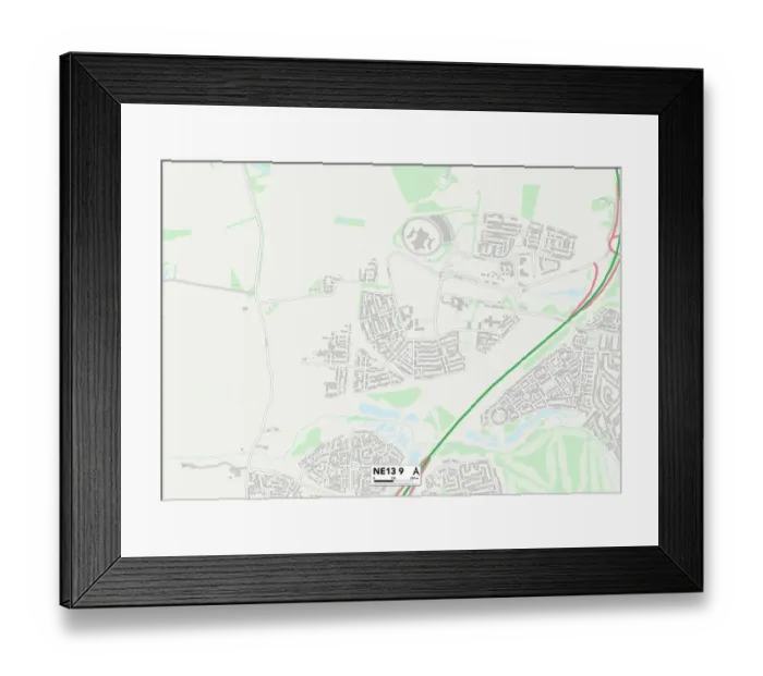 Framed Print : Newcastle NE13 9 Postcode Sector Print Map Framed Print : Newcastle NE13 9 Postcode Sector Print Map