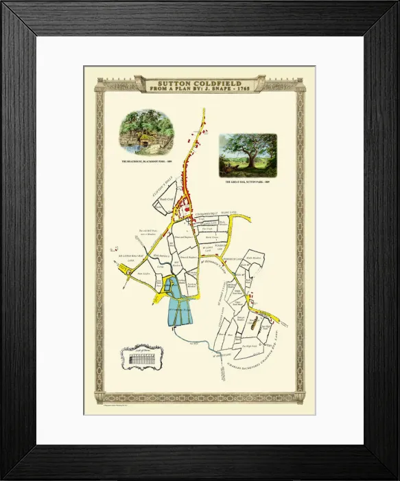 Framed Print : 1765 Sutton Coldfield Old Map Print Framed Print : 1765 Sutton Coldfield Old Map Print