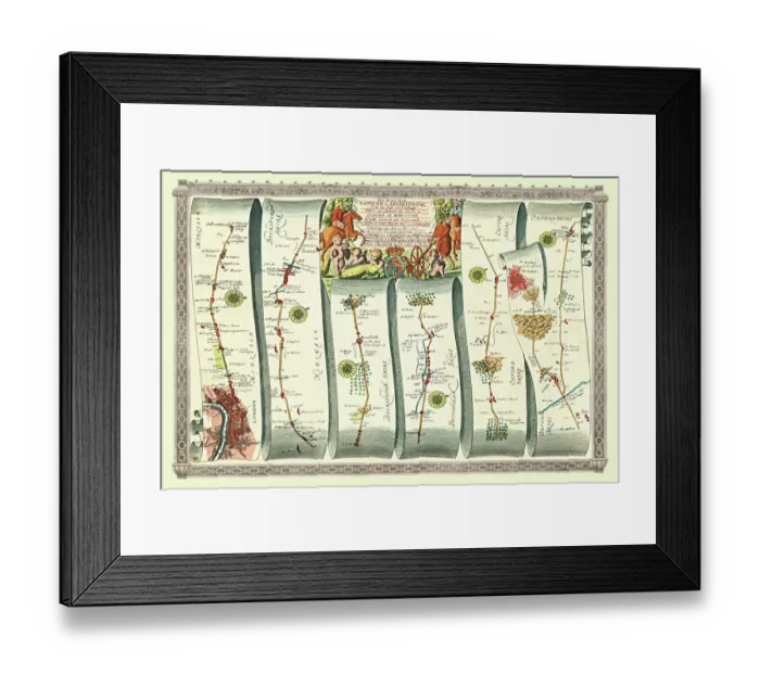 Framed Print : London to Aberystwyth Print, Old Road Strip Map (PLATE 1) Framed Print : London to Aberystwyth Print, Old Road Strip Map (PLATE 1)
