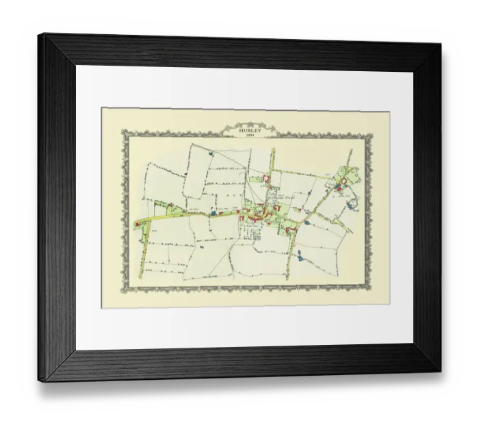 Framed Print : Old Map Print of Hurley Village in Warwickshire 1884 Framed Print : Old Map Print of Hurley Village in Warwickshire 1884