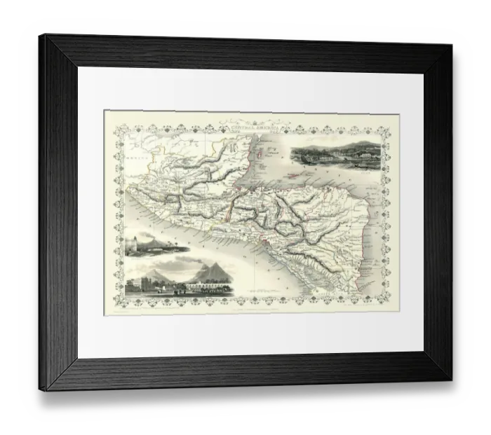Framed Print : Central America 1851 Print