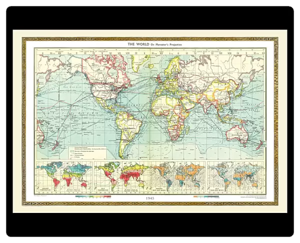 Old Map of the World 1945