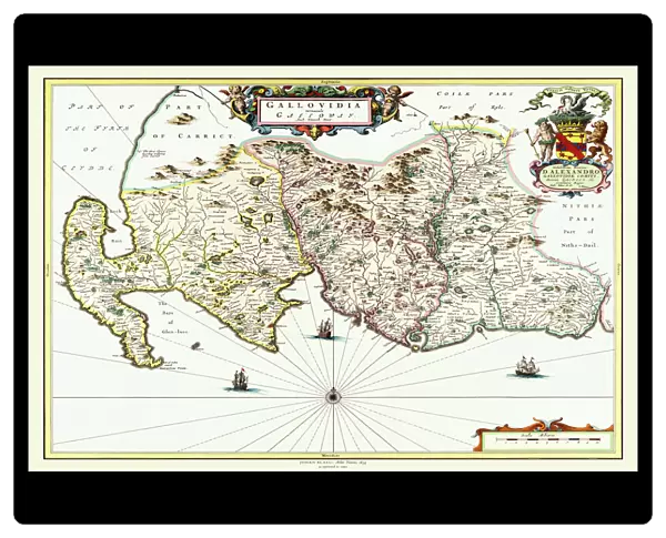 Old Map of Galloway Scotland 1654 by Johan Blaeu from the Atlas Novus