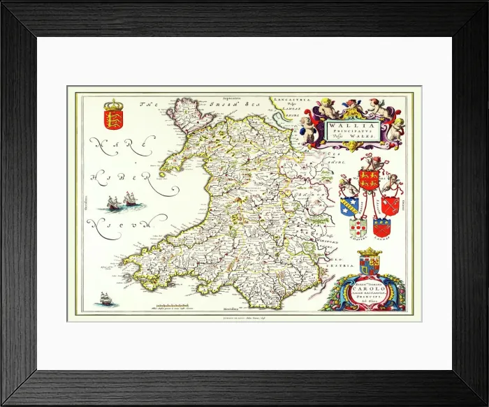 Framed Print : Print of Old Map of Wales 1648 by Johan Blaeu Framed Print : Print of Old Map of Wales 1648 by Johan Blaeu