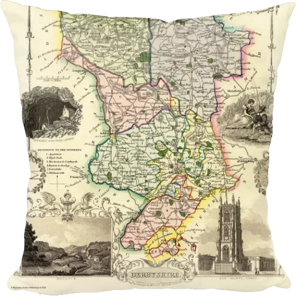 Old County Map of Derbyshire 1836 by Thomas Moule