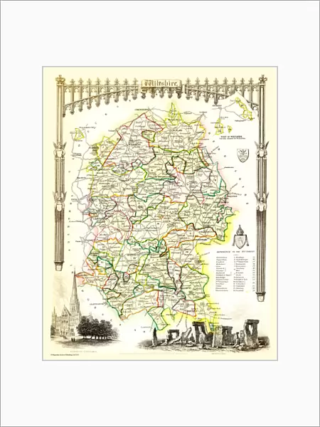 Old County Map of Wiltshire 1836 by Thomas Moule