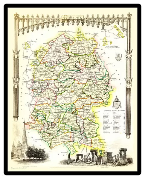 Old County Map of Wiltshire 1836 by Thomas Moule