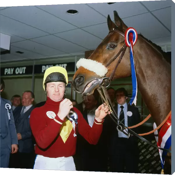 Jonjo O Neill jockey April 1981 with Red Rum opening a Glasgow bookmakers O  /  S