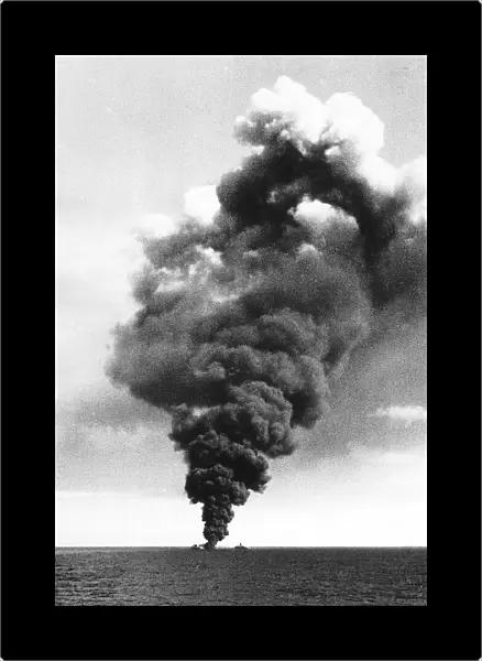 WW2 Giant tanker Regent Tiger goes up in smoke after being torpedoed in the English