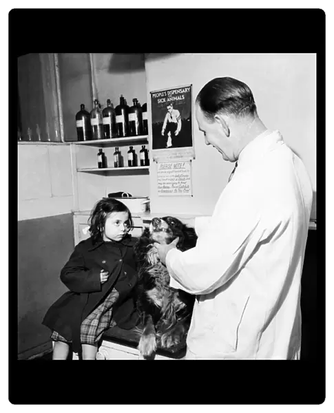 Helen with her pal 'Laddie'at the vets today. January 1953 D441