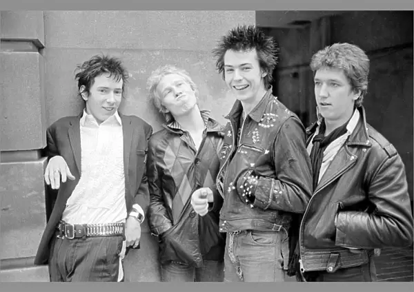 Sex Pistols punk rock band seen here in a London Circa 1st May 1977 Left is