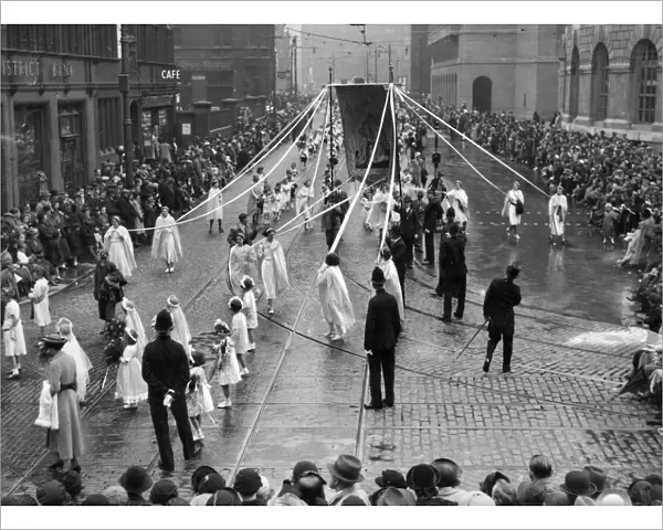 Religion Holidays Whit Sunday The scene as the Whitsun procession wends its way