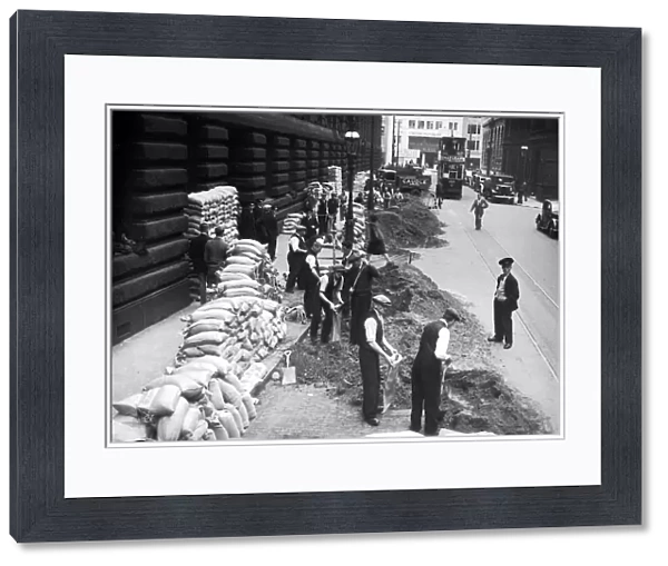 WW2 September 1939 Civilian filling sandbags WW2 WW2 WW2