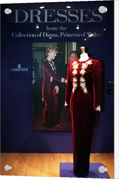 DRESSES FROM THE COLLECTION OF PRINCESS DIANA ON SHOW AT CHRISTIES IN LONDON TODAY