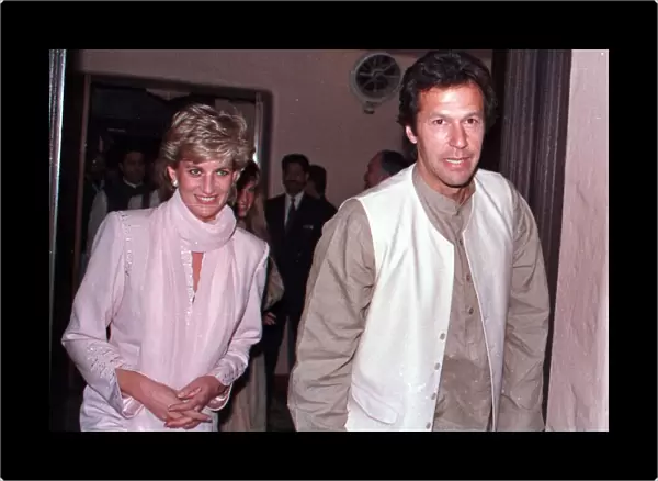 Diana, Princess of Wales arrives at an Indian restaurant for dinner with Jemima Khan
