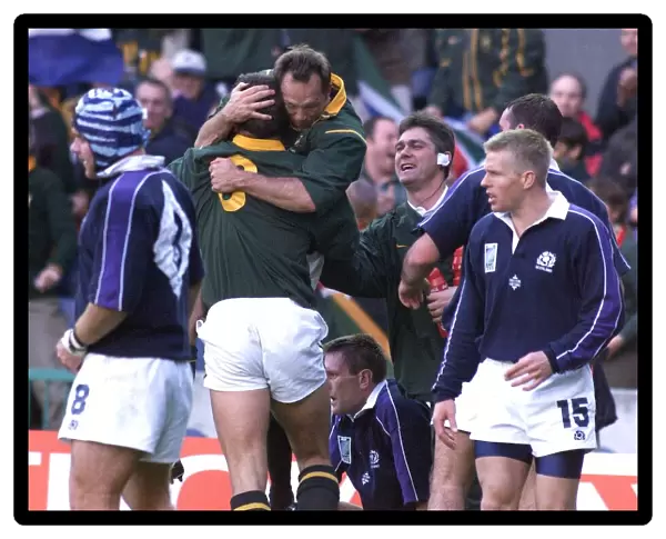 Rugby World Cup 1999 Scotland V South Africa Try scorer Brendan Venter celebrates