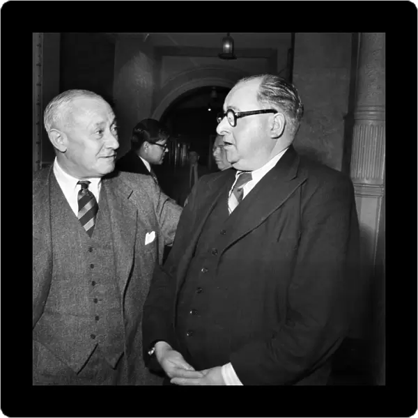 Labour Party Conference. Emmanuel Shinwell (R) and Will Lanther. September 1952 C4828-008