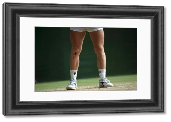 Wimbledon Tennis. Picture showing injury to Boris Becker. July 1991 91-4261-199