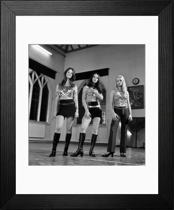 Framed Print : Pans People dancers in a 1969 photograph print Framed Print : Pans People dancers in a 1969 photograph print