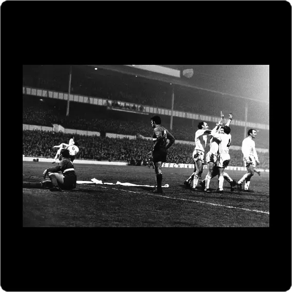 Tottenham Hotspur celebrate after Cliff Jones goal 1967 against Olympique Lyonnaise