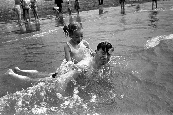 In surf at Brighton - Gladys Tester. August 1952 C3867
