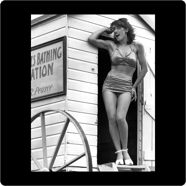 Clothing beachwear: 1940s in war time years when girls were able