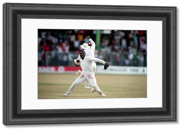 Cricket. West Indies v. England. May 1990 90-2766-102. Viv Richards celebrates a wicket