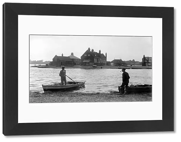 General view showing the ferry at Mudeford Haven in Dorset, August 1928 Alf 170
