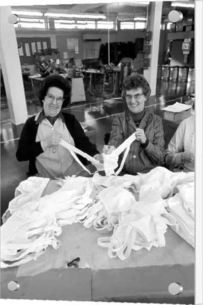 Ladies testing panti-girdles. February 1975 75-01091-009