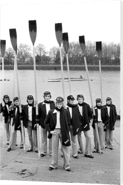 Boat Race  /  University. Oxford crew to win in style. In the foreground John Calvert (Cox