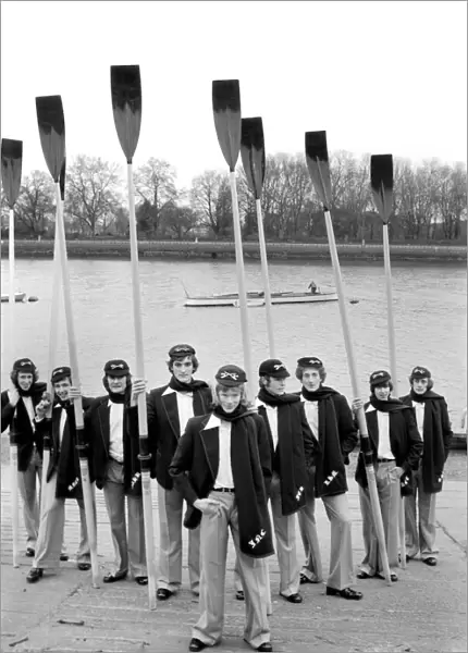 Boat Race  /  University. Oxford crew to win in style. In the foreground John Calvert (Cox
