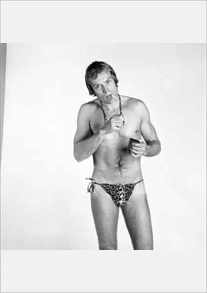 Man  /  Humour  /  Unusual. Male Thong Worn by Mack Eagles. March 1975 75-01663-002