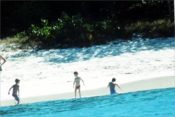 Princess Diana with Prince William and Prince Harry on holiday in the British Virgin